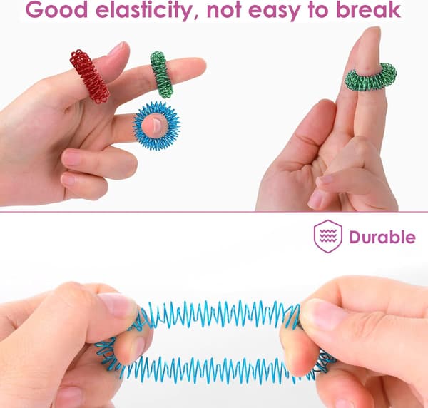 30 stykker piggede sensoriske fingerringe Akupressurring sæt God pigget Fidget Ri-FX-
