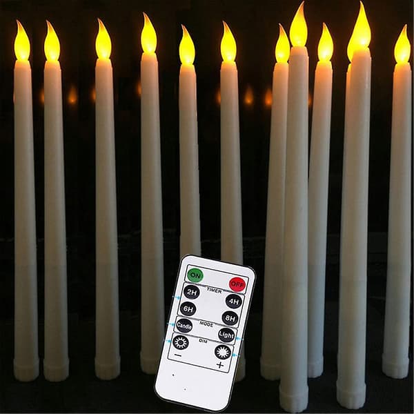 10 fjernkontroll batteri LED-lys, elfenben glatt voksfinish-FX-