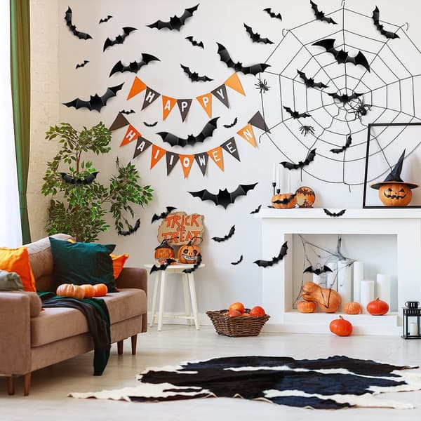 Lepakkoseinätarrat ja ikkunatarrat Halloween-sisustukseen