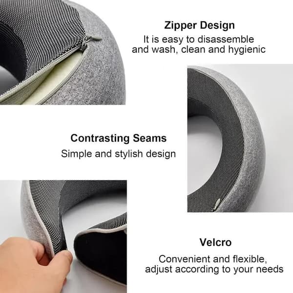Travel Neck Pillow Memory Foam U-shaped Pillow Snail Style Travel Headrest Portable Adjustable Soft Nap Sleeping Pillows-FX-