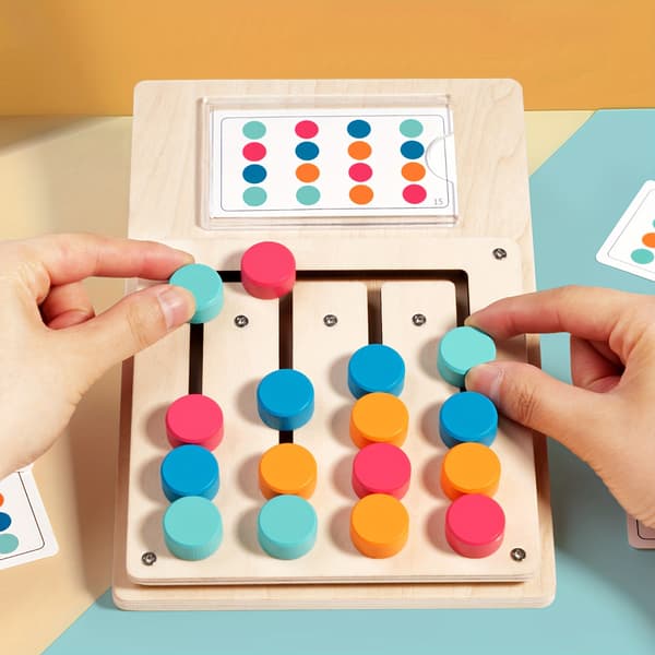 Træfarvepuslespil Pædagogisk Legetøj til Farvegenkendelse Alder 3+ Four-Color Game Mixed Color