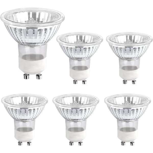 GU10 Halogen Spotlight 35W 6-pak, Varm Hvid 2700K, Dæmpbar til Skabsbelysning-FX-