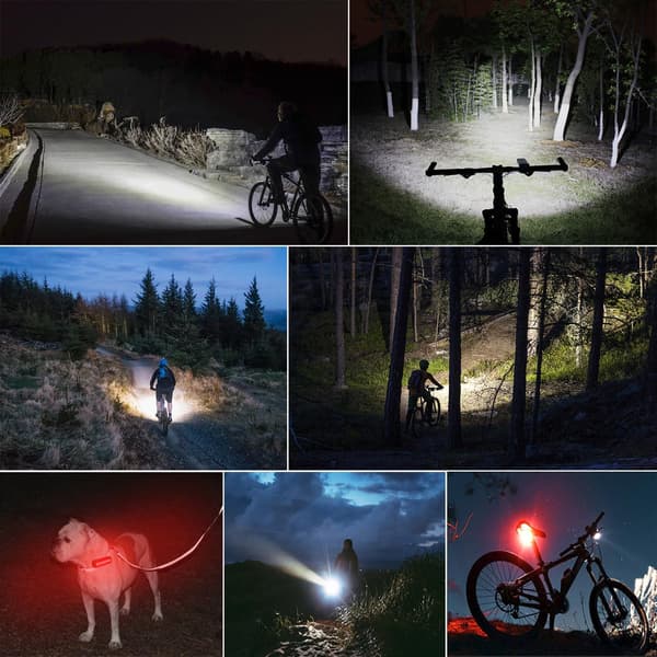 8000 lumenin pyörävalosarja, USB-ladattava 5200 mAh, 5 tilaa ja virranäyttö -FX-