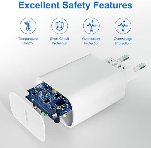 2-pakning 20W USB C-lader Ladekabel for iPhone-serien, iPad Strømadapter, USBC Adapter Hurtiglader med 2M USB C Hurtigladekabel-FX-