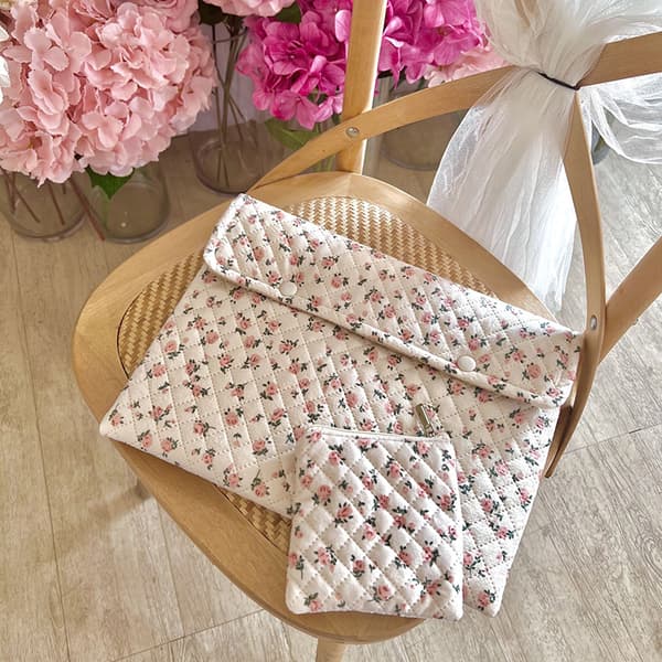 Blommönster e Laptopfodral Väska 11 13 14 Tum För Bok Rosa-FX-