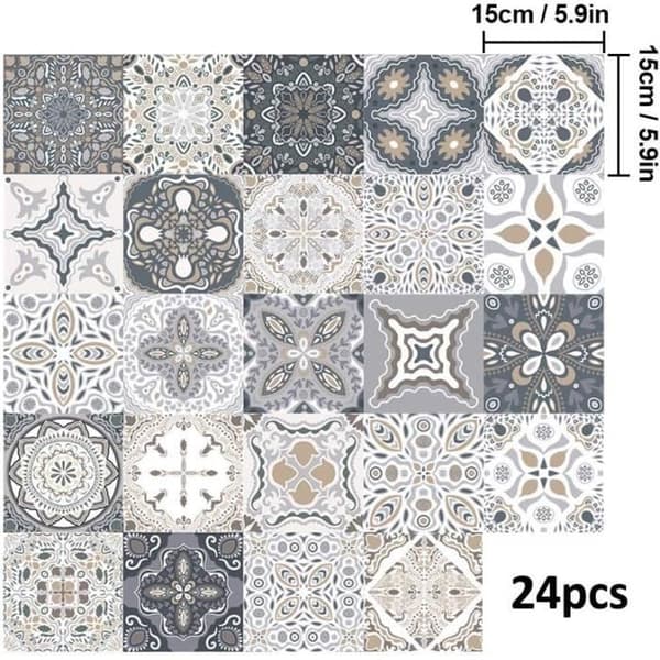24 pcs Wall Decal Self-Adhesive for Kitchen Living Room Bathroom Home Decor (15 * 15CM)-FX-