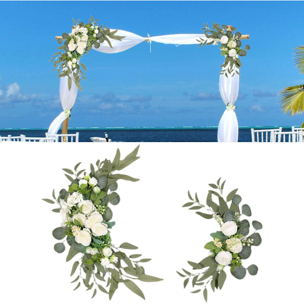 Bryllupsbue Blomster, 2 stk Pion Dekorative Blomstergirlander, Kunstige Grønne Blade Silkeblomster til Bryllup, Bue, Båge, Bryllup