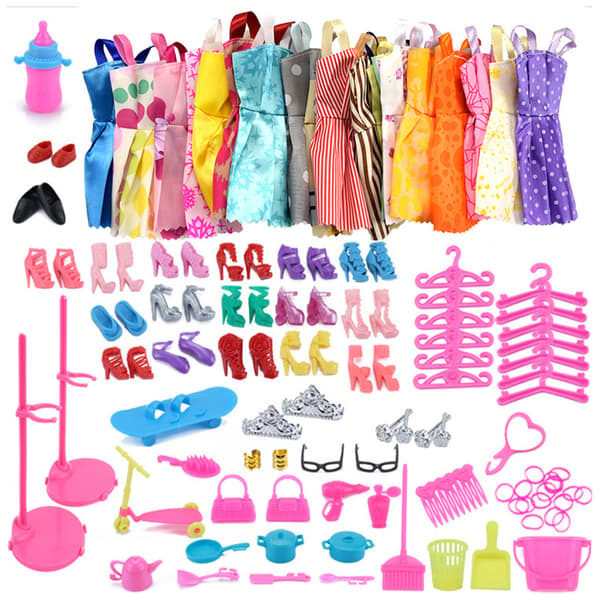 85 delar klädeset 10-pack kläder 75 delar tillbehör för Barbie-dockor flickpresenter-FX-