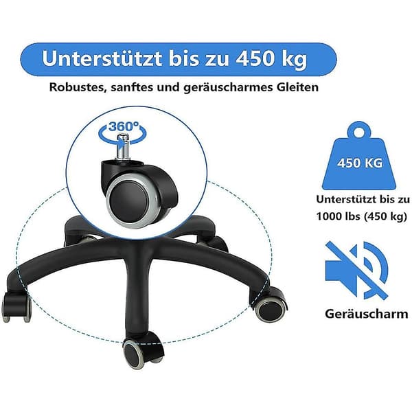 Erstatningshjul for kontorstol for harde gulv - 5-pakning - 11 mm / 22 mm - For gamingstoler, snurrestoler, Pr-FX-