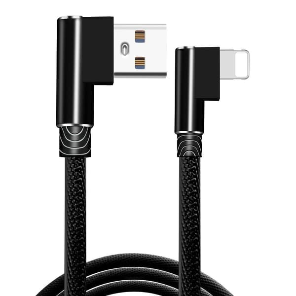 Vinklad 90 graders ladekabel USB a til USB c / iPhone Light (Lightning) sort (Lightning) sort{FY} (Lightning) black 3 meters