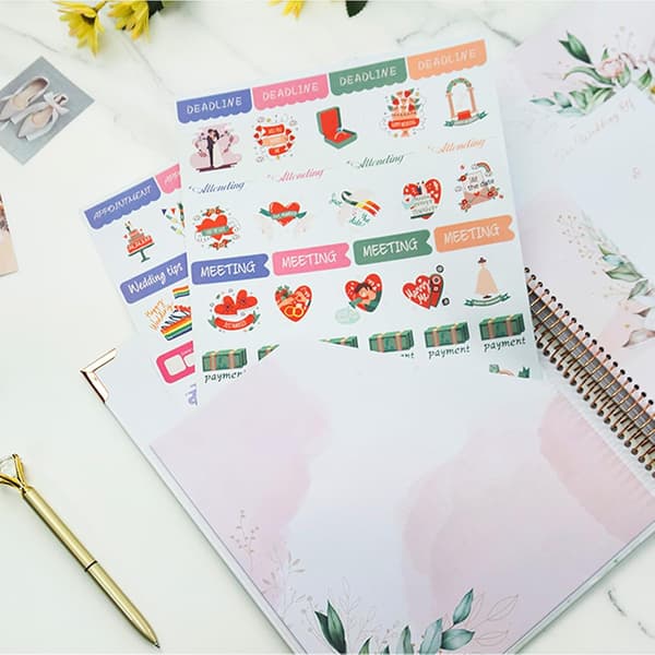 Wedding Book and Planner for Newly Engaged Couples 176 Pages Wedding Organizer Notebook with Stickers, Checklists, and Calendars-FX-