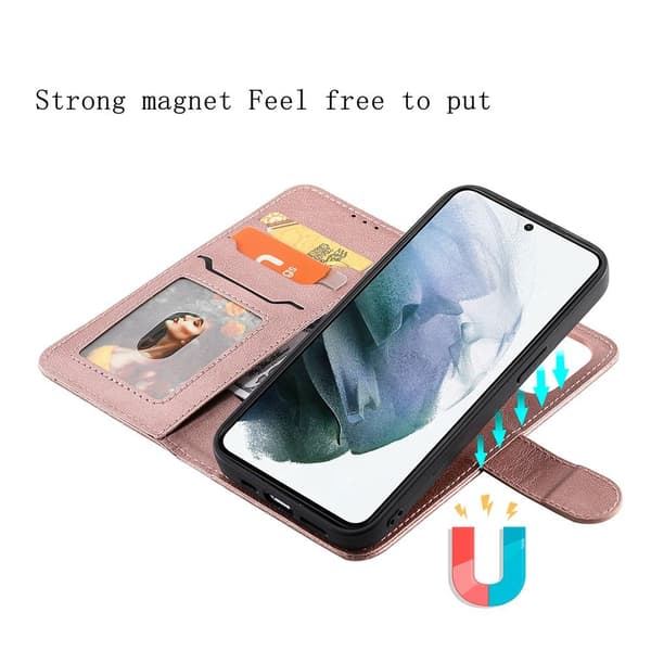 Rosa magnetisk 2-i-1 lommebokveske til Samsung S22 Rosa-FX-