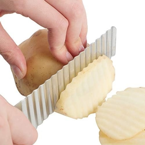 Potatisskärare, Crinkle Cut Chipsskärare Hackare Pommes frites Chips Hack med vågigt köksredskap {EE}