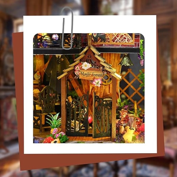 Cuteefun DIY Miniature House Byggesæt, DIY Mini Hus Model med Møbler Værktøj, Kreativt Håndværk Gaveidé til Julegave (Magic Forest)