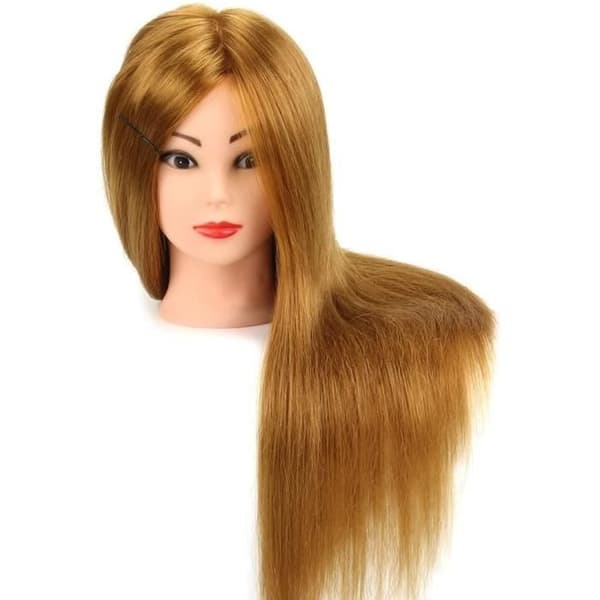 (brun) Neverland Beauty 60cm Øvelseshode Stylinghode Kosmetologi Øvelsesdukke 60% Ekte Hår + Holder &-FX-
