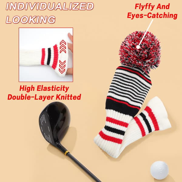 3-pack stickade golfhuvudskydd för Driver Fairway Hybrid, vita numrerade-FX-