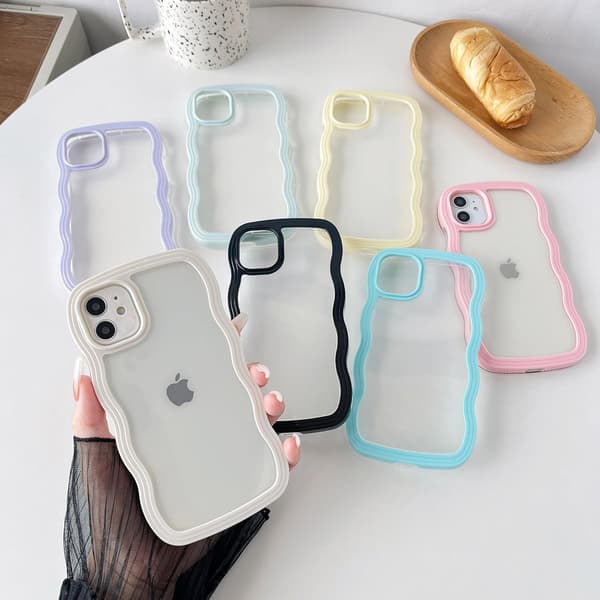 Sött vågigt mönster stötsäkert mjukt kompatibelt iPhone skyddsfodral (rosa, iPhone 11)-FX-