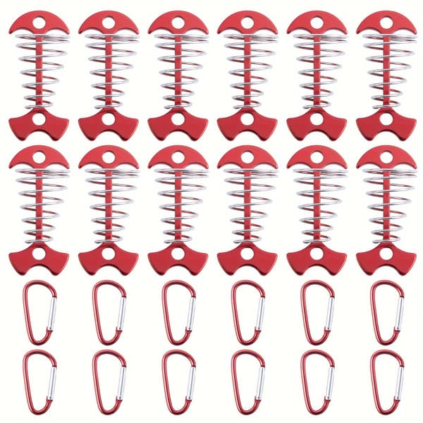 Vindtäta tältpinnar i aluminium (7-pack) – Campingfiskbensankare för säker rep- och däcksfixering 12pcs Red