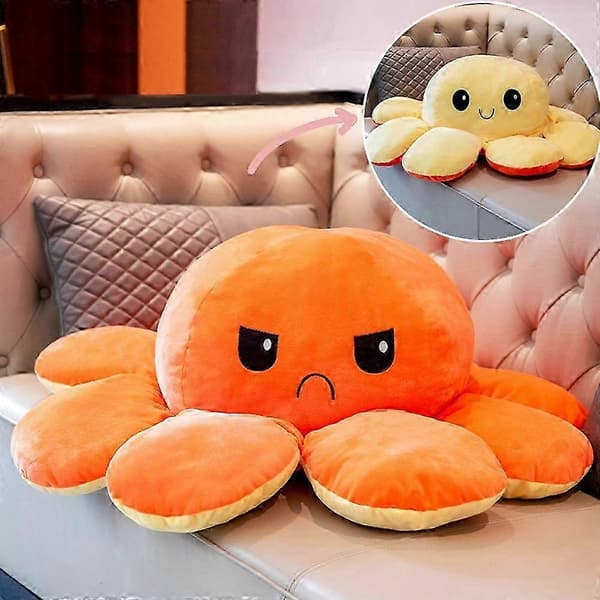 NY Reversible Octopus Plush Toy, Large Plush Octopus Pillow Toys Orange Orange-FX- Orange 130cm