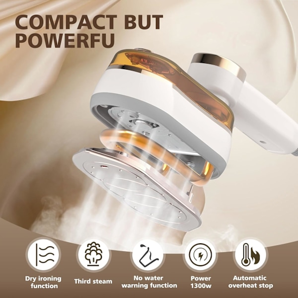 Portable Steam Iron, 1200W Mini Steam Iron with LCD Screen, Handheld for Clothes with 5 Modes, Fast Heating Steam Iron