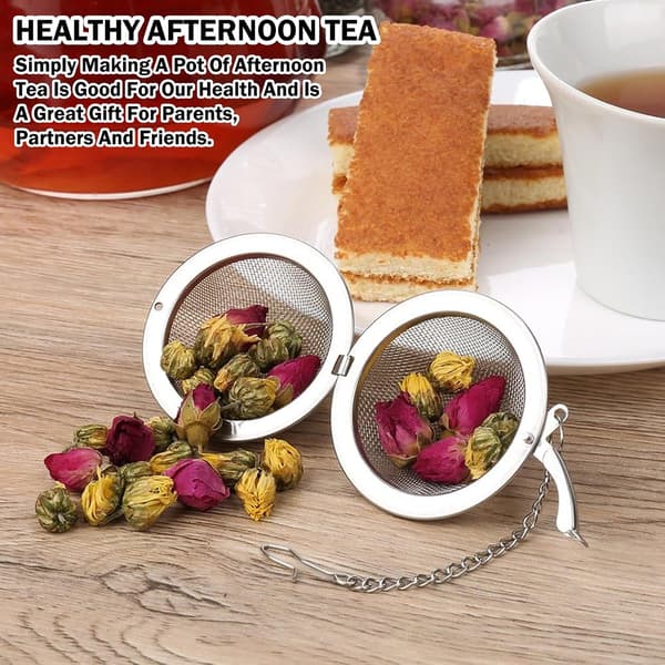 4-pak te-infuser sæt i rustfrit stål, fødevaregodkendt finmasket si 5 cm-FX-