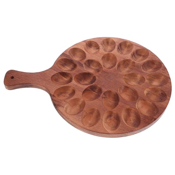 Egg Tray in Wood with Multiple Holes, Wooden Egg Dish, Double-Sided Dessert Plate-FX-