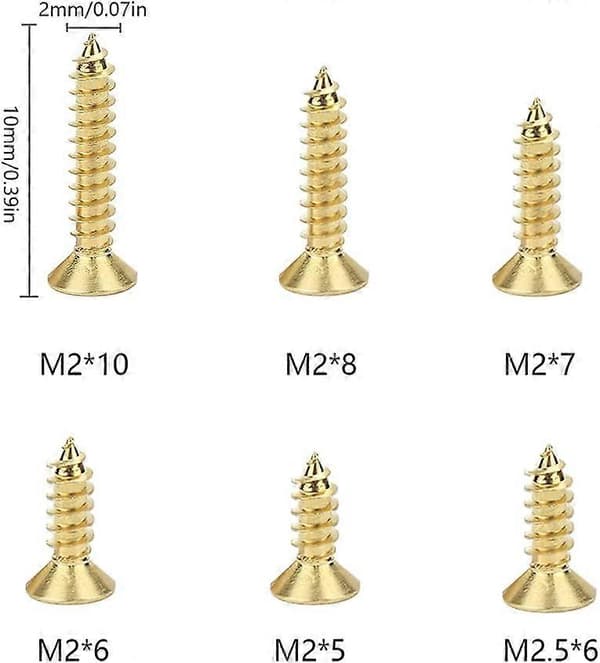 1200 Pcs. Small Hinge Screws Wood Screws M2/M2.5 Small Brass Screws 5/6/8/10 mm Small Flat Head Screws Assortment - Gold-FX-