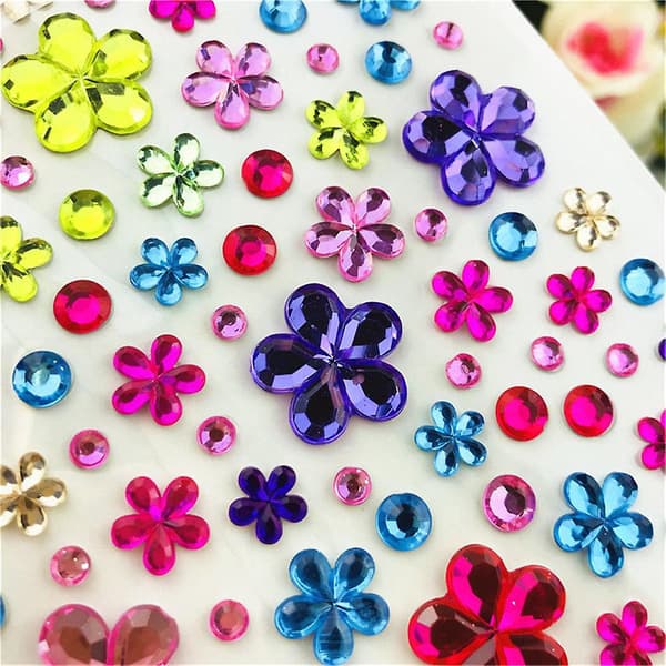 Self-Adhesive Glitter Flower Crystal Gemstone Diamond Sticker Rhinestone Strip-FX-