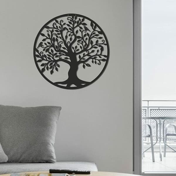 Metallveggkunst Livets tre veggdekorasjon 35*35cm-FX-