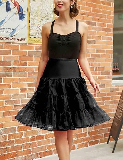 50'er underkjole Rockabilly kjole Crinoline Tutu kompatibel med kvinder Sort Sort-FX- Black M