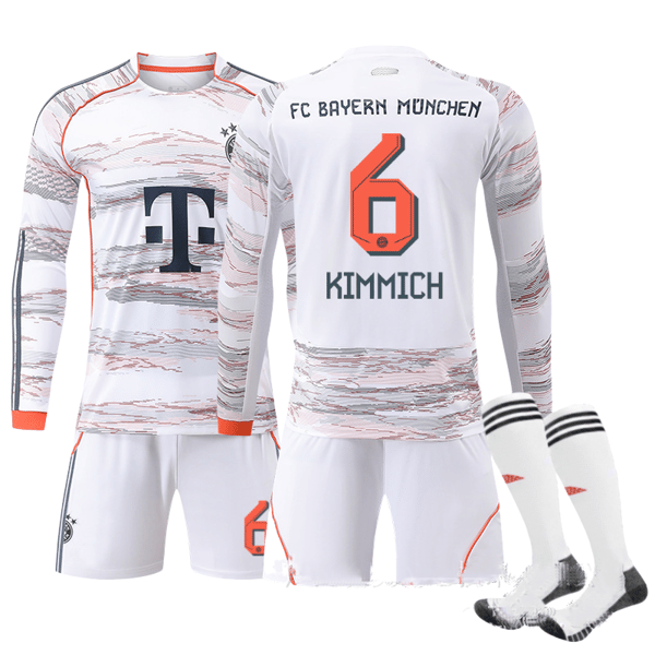 25-26 Bayern München Udebanesæt Langærmet NR.6 Kimmich Fodboldtrøje Sæt - Efterår Vinter Stil Sæt-FX- 2XL