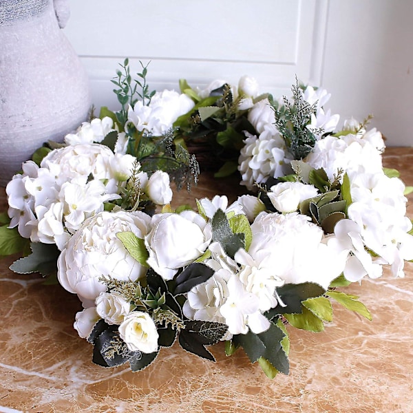Ny, passande krans - Pionkrans, blomkrans, dörrkransar för ytterdörr, 43 cm, vit‘-UU-