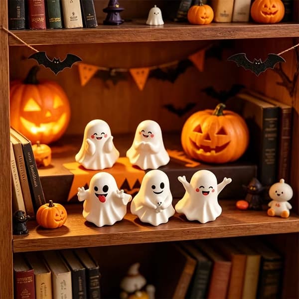 Halloweenfigurset – Söt Mini PVC-dekor för skrivbord, bord och fest
