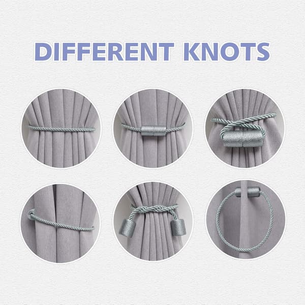2-pack Magnetic Curtain Tiebacks Hand-Woven Side Ropes Curtains for Home and Office Window Drapes-FX- Celadon