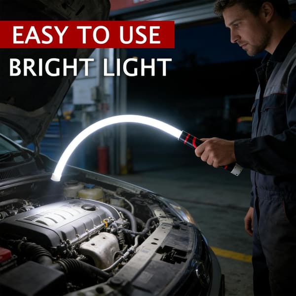 2026 Rechargeable Flexible LED Flashlight, Bendable Work Light 3 Brightness Levels for Car Repair Tight Spaces – High Lumen-FX-