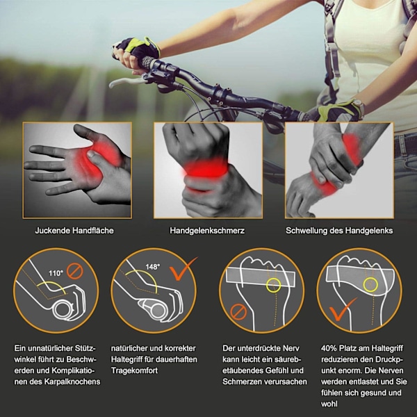 Sykkelstyre, Ergonomiske Gummisykkelstyre, Sklisikre Styre 22mm, for MTB BMX Sammenleggbare By-Sykler, Sparkesykkelstyre【HY】