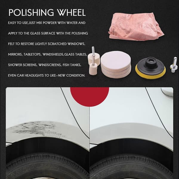 8-delt Ceriumoxid Glaspoleringssæt | Dyb ridsefjerner til forruder og vinduer-FX-