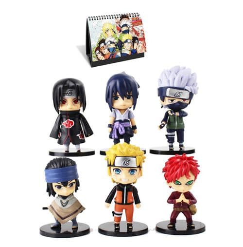 6-delt sett med små dukker utsøkt Naruto Sasuke Kakashi I l-FX-