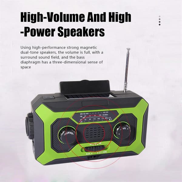 Værradio, Nød-håndsveivlampe, Bærbar Overlevelses-Solradio, 2000mAh Stor Batterikapasitet-FX-