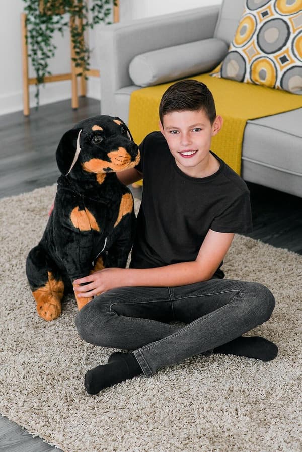 50CM STOR SØD ROTTWEILER HUNDEHVALP TEDDY SUPER BLØDT PLYS LEGETØJ GAVE-FX-