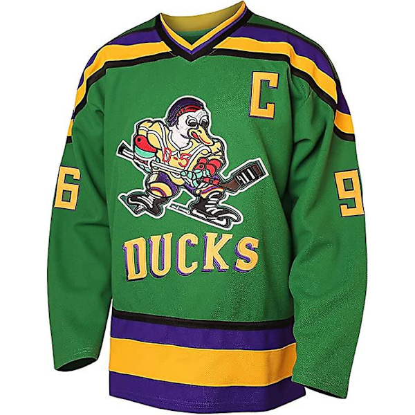 SQCLV Herr Mighty Ducks 96 Charlie Conway 99 Adam Banks 33 Greg Goldberg Film Hockeytröja Grön 96  XXL