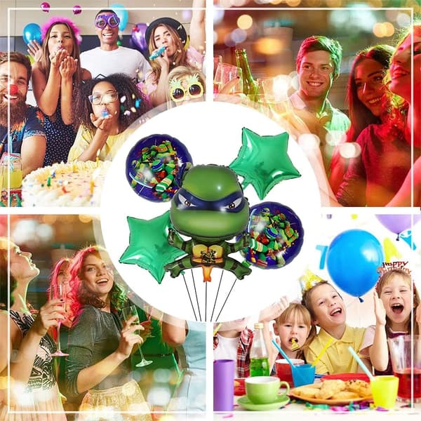 5 stk Ninja Turtle Folieballongsett Festutstyr Bursdagsdekorasjon-FX-
