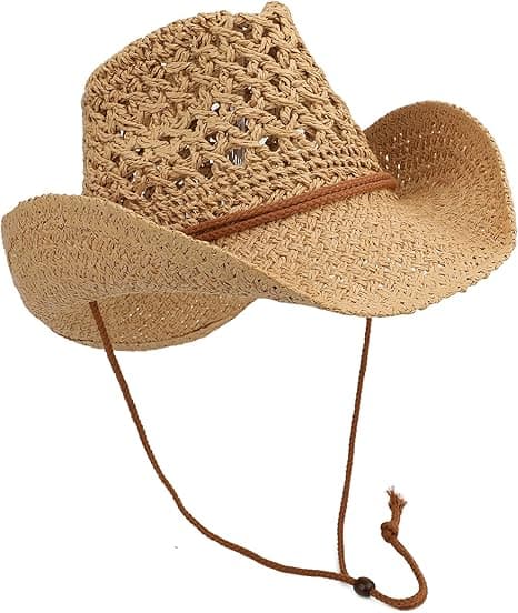 Voksen Sol Strå Western Cowboyhat Khaki-FX-