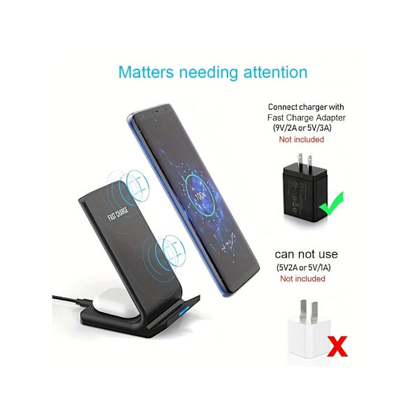 2-i-1 Trådløs Hurtigoplader til iPhone, Samsung & Xiaomi Telefoner-FX-