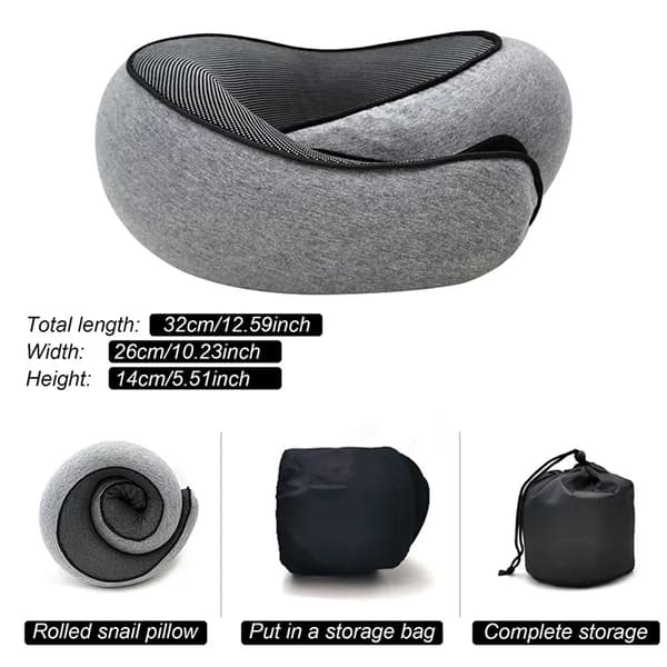 Travel Neck Pillow Memory Foam U-shaped Pillow Snail Style Travel Headrest Portable Adjustable Soft Nap Sleeping Pillows-FX-