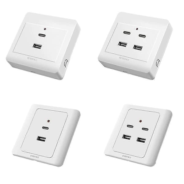 USB-C-seinäpistorasia laturilla ja USB-porteilla -FX- A