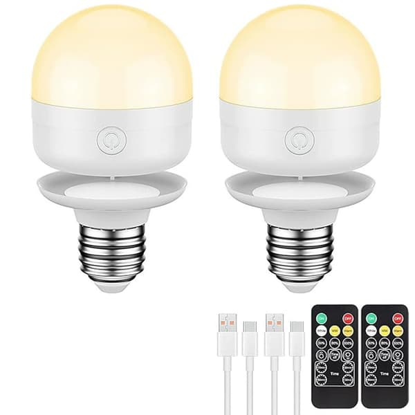 USB Genopladelig E27 LED Pære med Fjernbetjening & Timer-FX-