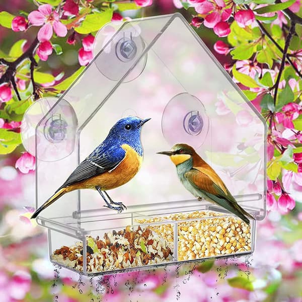 Window Bird Feeder for Outdoor Use with 3 Strong Suction Cups, Ac-FX-