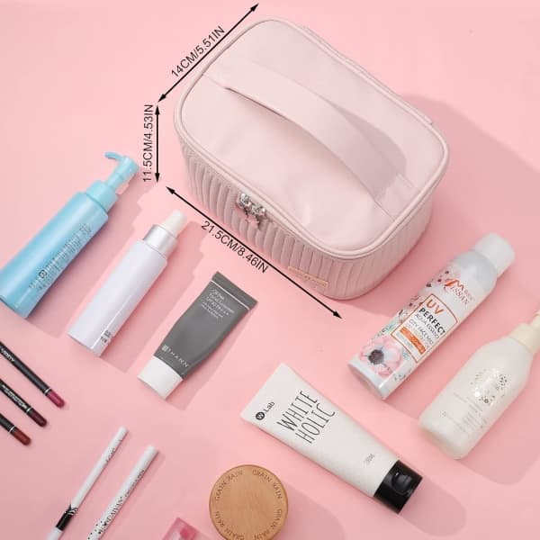 Stor lyserød makeuptaske, vandtæt kosmetikarrangør tote-FX-