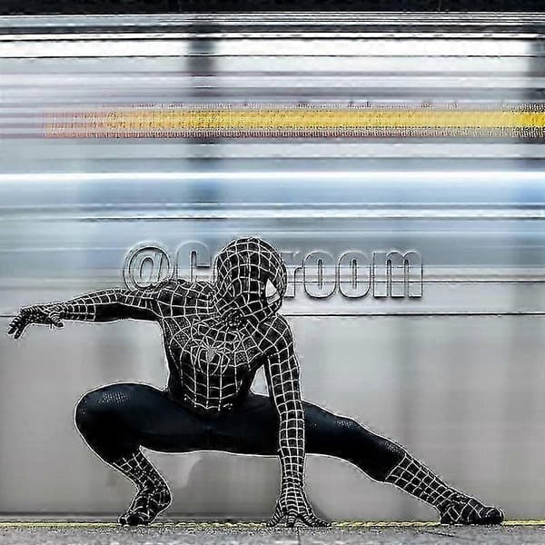 Sort Tobey Maguire Spiderman-kostume til cosplay og Halloween (voksne/børn)-FX- 190
